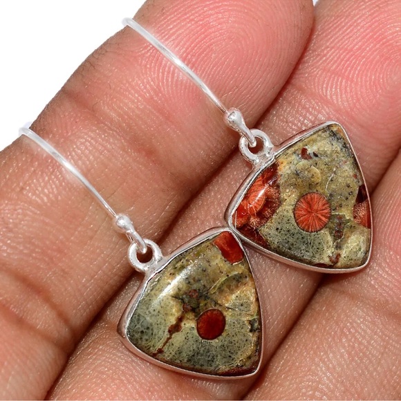 Natural Peanut Obsidian 925 Sterling Silver Earrings - Picture 7 of 9